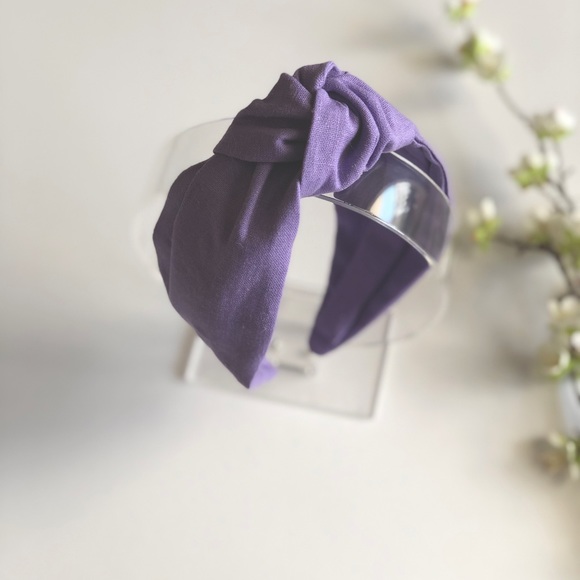 Yobys' Floral Violet Linen Knot Headband - Picture 3 of 8